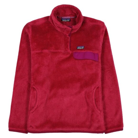 Patagonia Women's Red pink Re Tool Snap T Fleece Pullover - Size M Medium - Picture 1 of 4